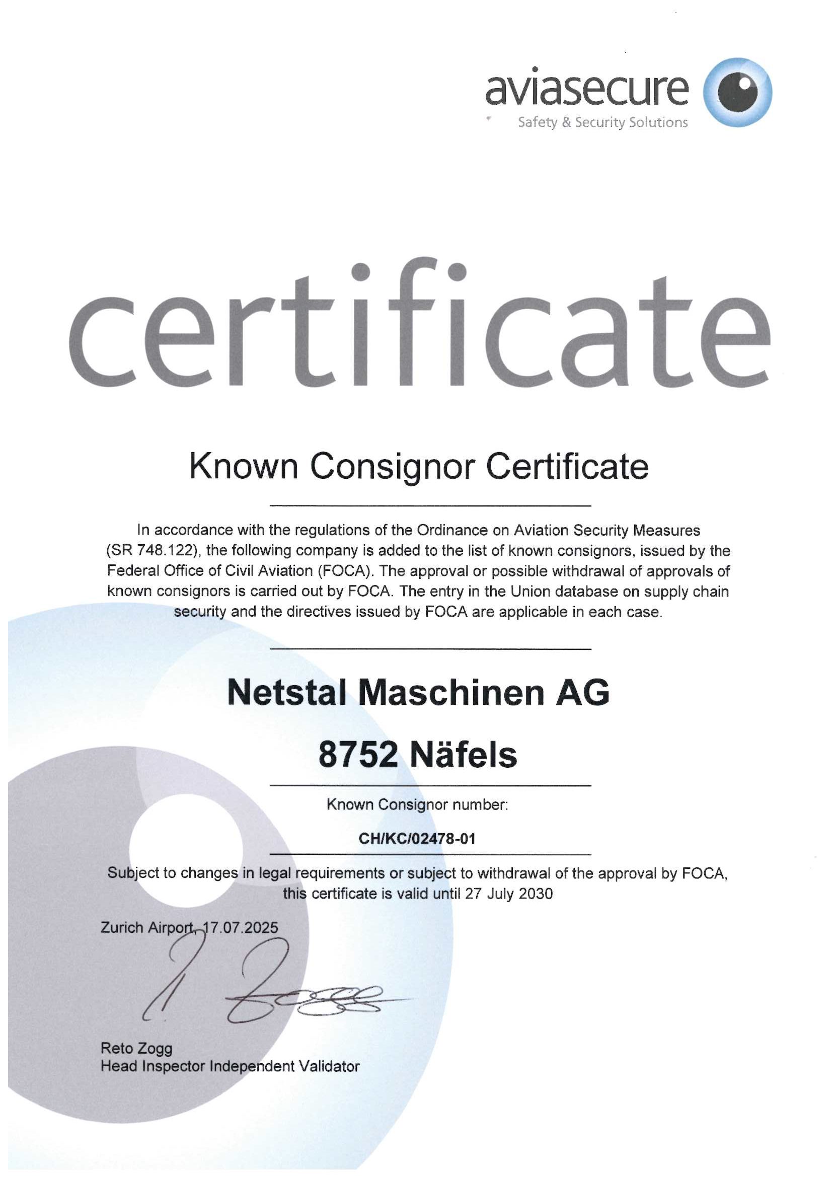 Bekannter Versender Zertifikat